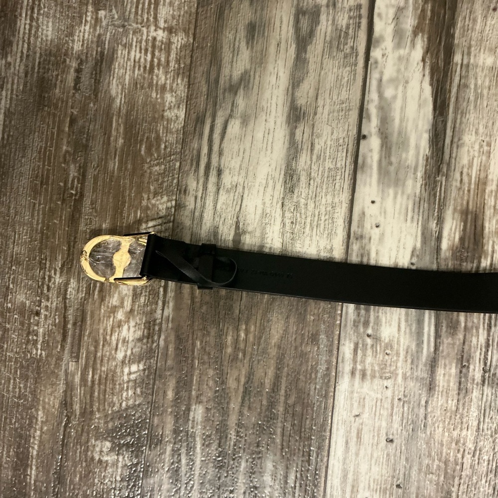 Dior Black Leather Belt with Gold Buckle and Pearl 38 inches - Picture 12 of 16